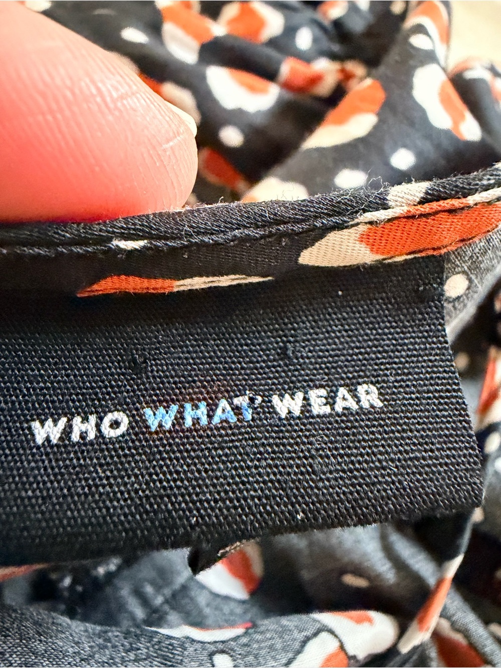 🧡 Who What Wear Abstract Print Tiered Maxi Dress – Black & Orange - Picture 7 of 8